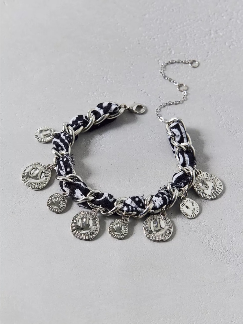 Urban Outfitters Silver Bandana Charm Bracelet